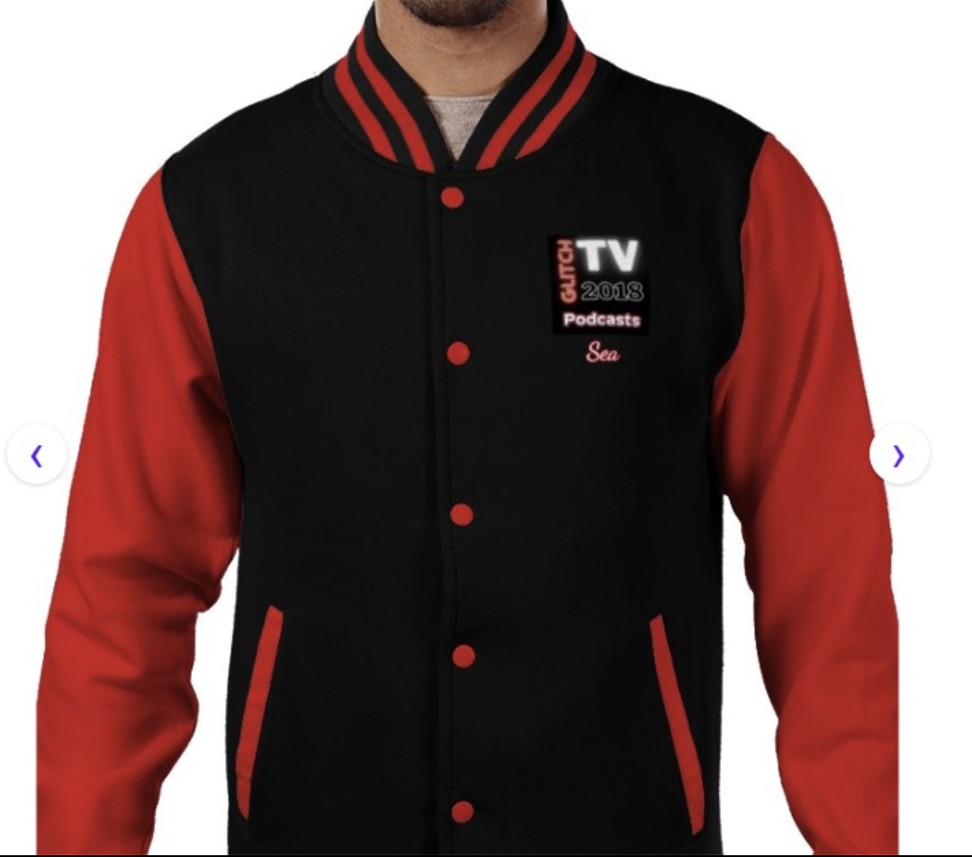 Glitch TV Varcity Jacket Red n Black
